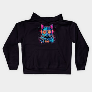 80s Cat Style Kids Hoodie